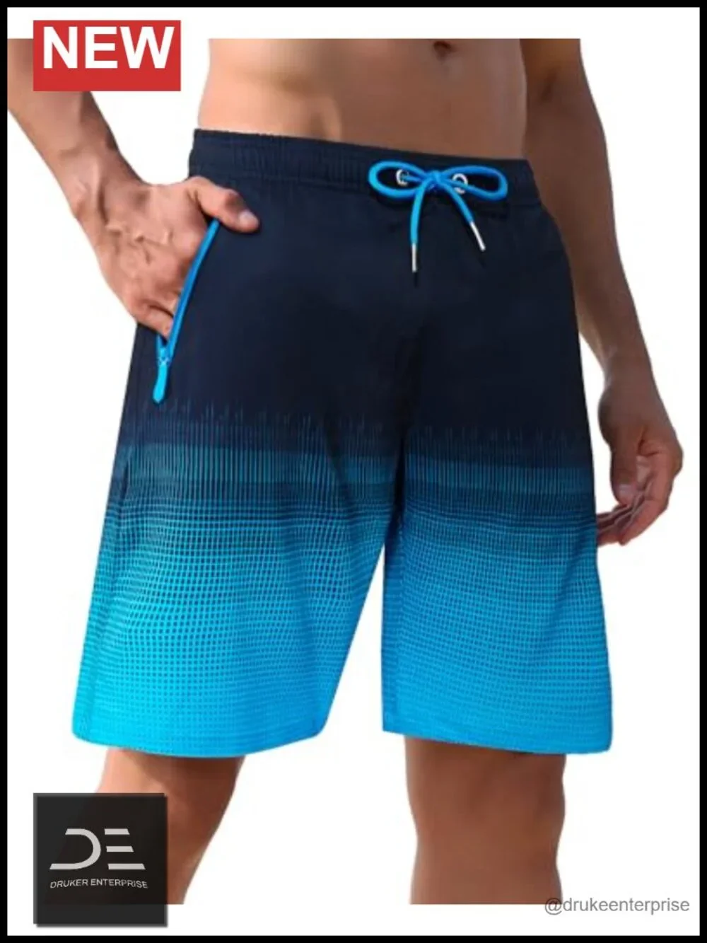 Men's Swim Trunks 9 inch Board Shorts with Zipper Pockets Quick-Dry Big and Tall